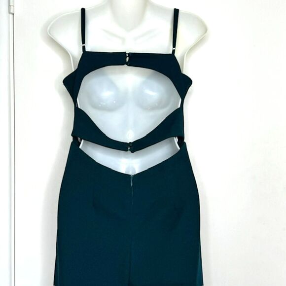 LULUS DARK TEAL GREEN OPEN BACK WIDE LEG JUMPSUIT SIZE MEDIUM NWT - Picture 11 of 15